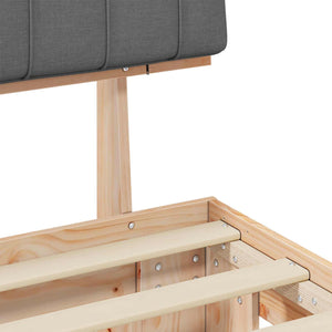 Sängram med Klädd Huvudgavel Ljusgrå 100 x 200 cm Massiv furu