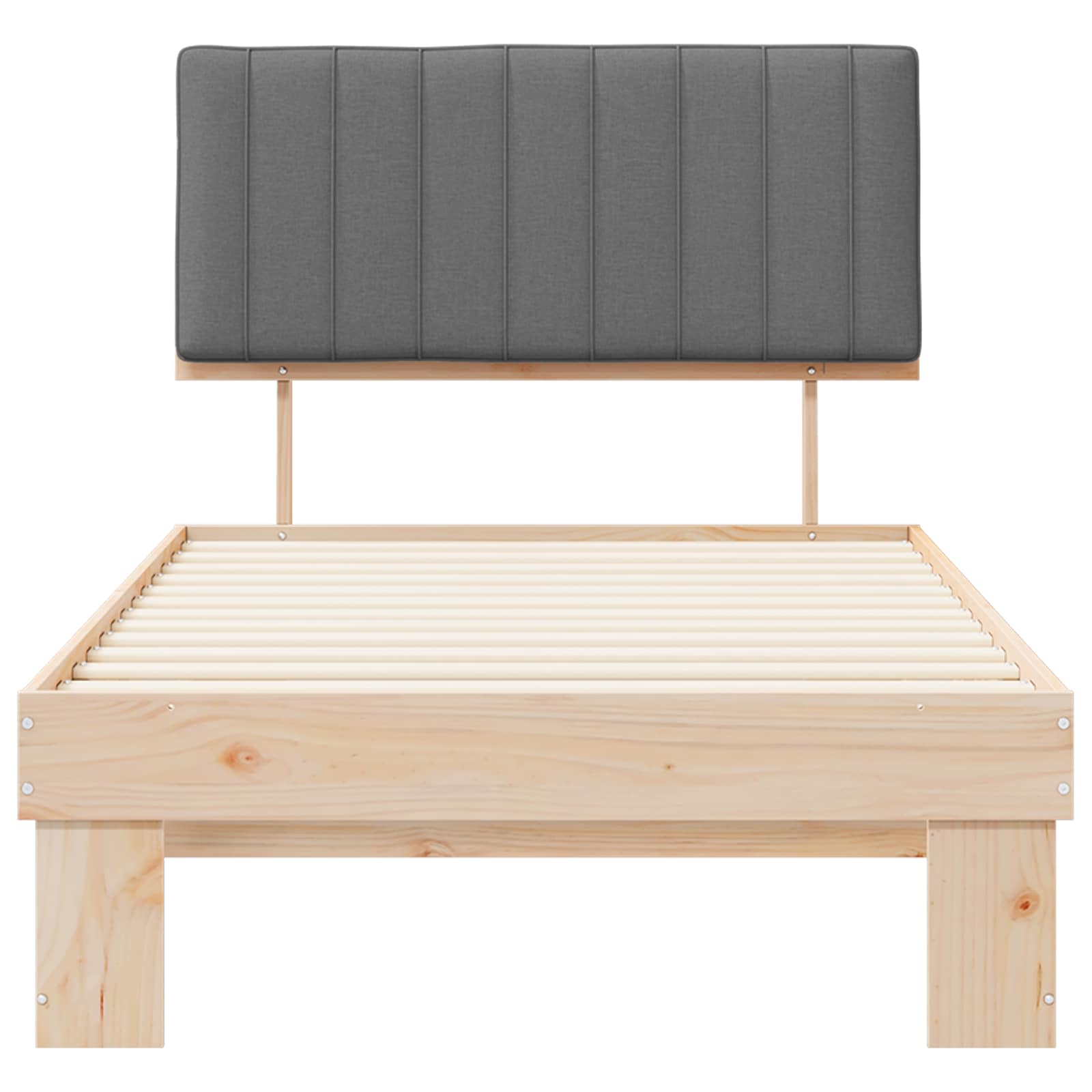 Sängram med Klädd Huvudgavel Ljusgrå 100 x 200 cm Massiv furu