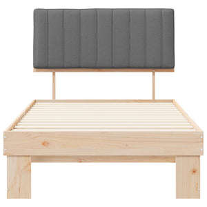 Sängram med Klädd Huvudgavel Ljusgrå 100 x 200 cm Massiv furu