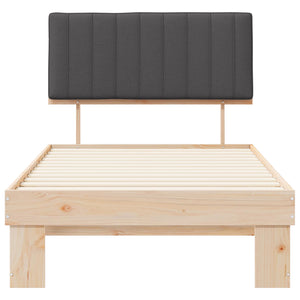 Sängram med Klädd Huvudgavel Mörkgrå 100 x 200 cm Massiv furu