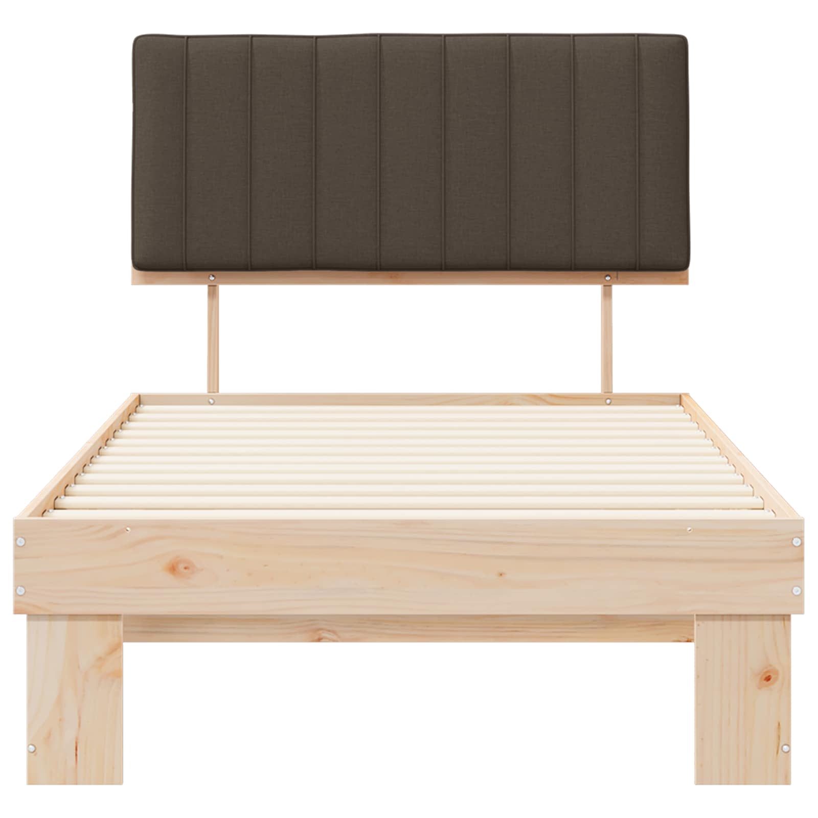 Sängram med Klädd Huvudgavel Taupe 100 x 200 cm Massiv furu