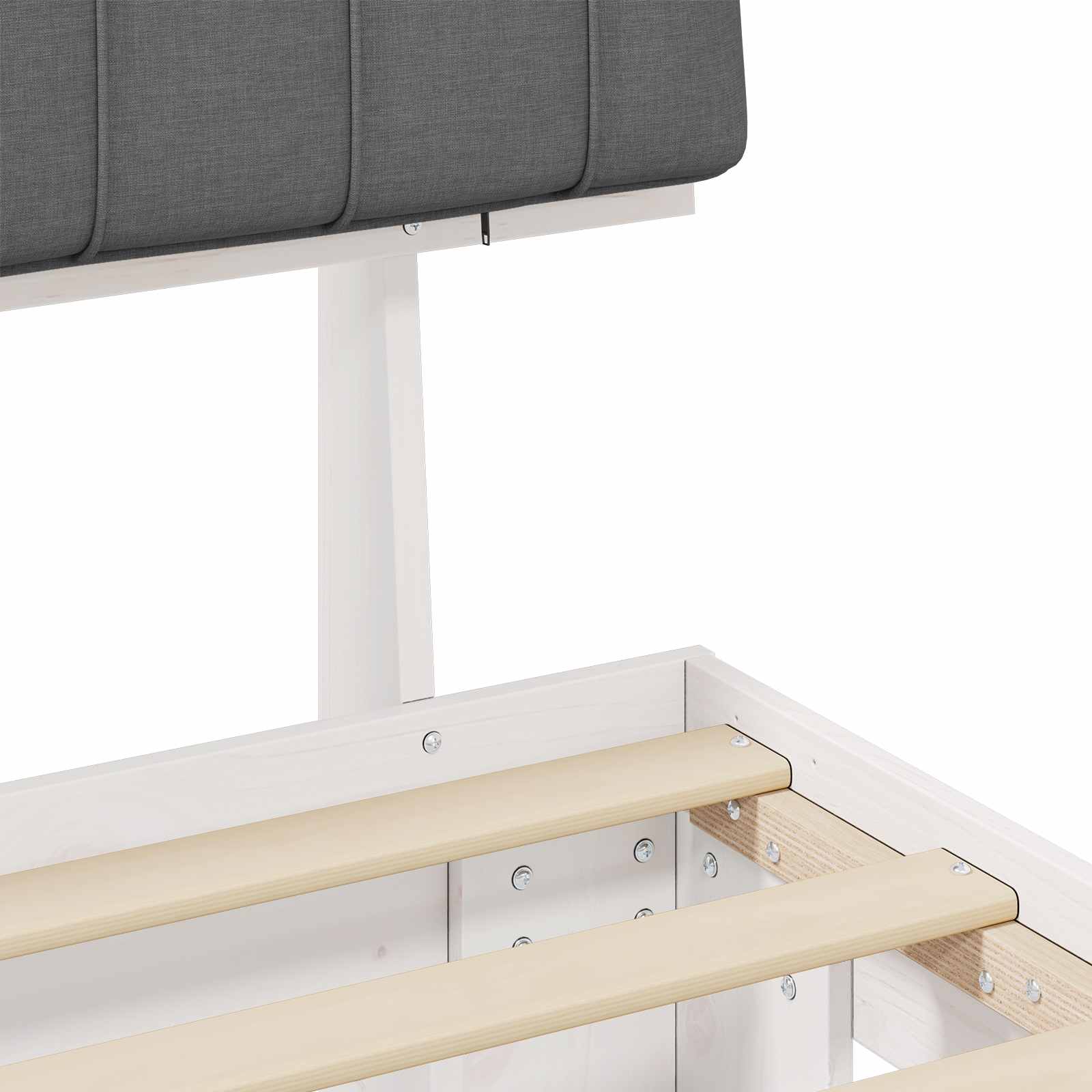 Sängram med Klädd Huvudgavel Ljusgrå 100 x 200 cm Massiv furu