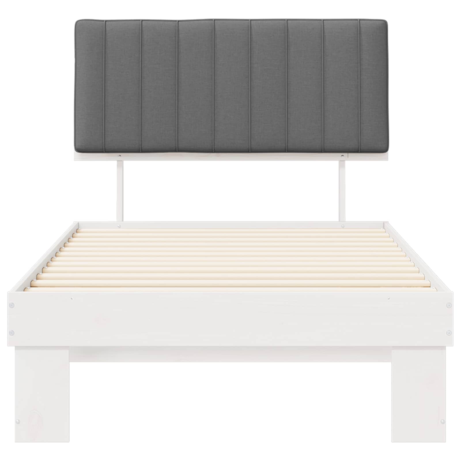 Sängram med Klädd Huvudgavel Ljusgrå 100 x 200 cm Massiv furu