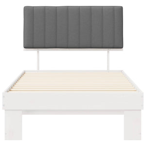 Sängram med Klädd Huvudgavel Ljusgrå 100 x 200 cm Massiv furu