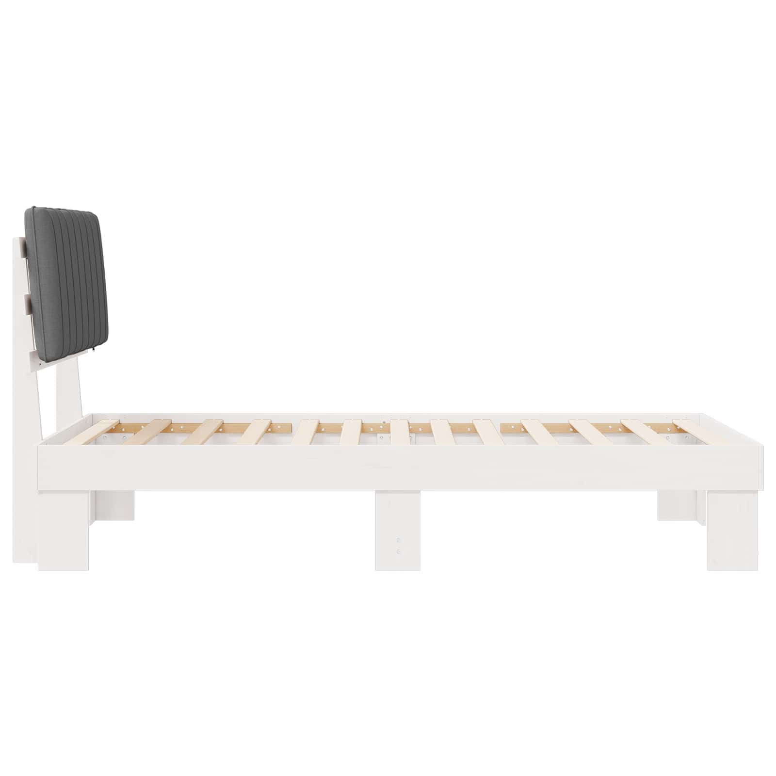 Sängram med Klädd Huvudgavel Ljusgrå 100 x 200 cm Massiv furu