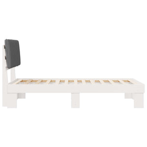 Sängram med Klädd Huvudgavel Ljusgrå 100 x 200 cm Massiv furu