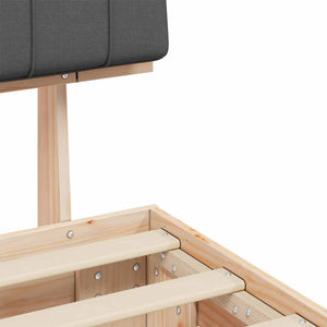 Sängram med Klädd Huvudgavel Mörkgrå 80 x 200 cm Massiv furu