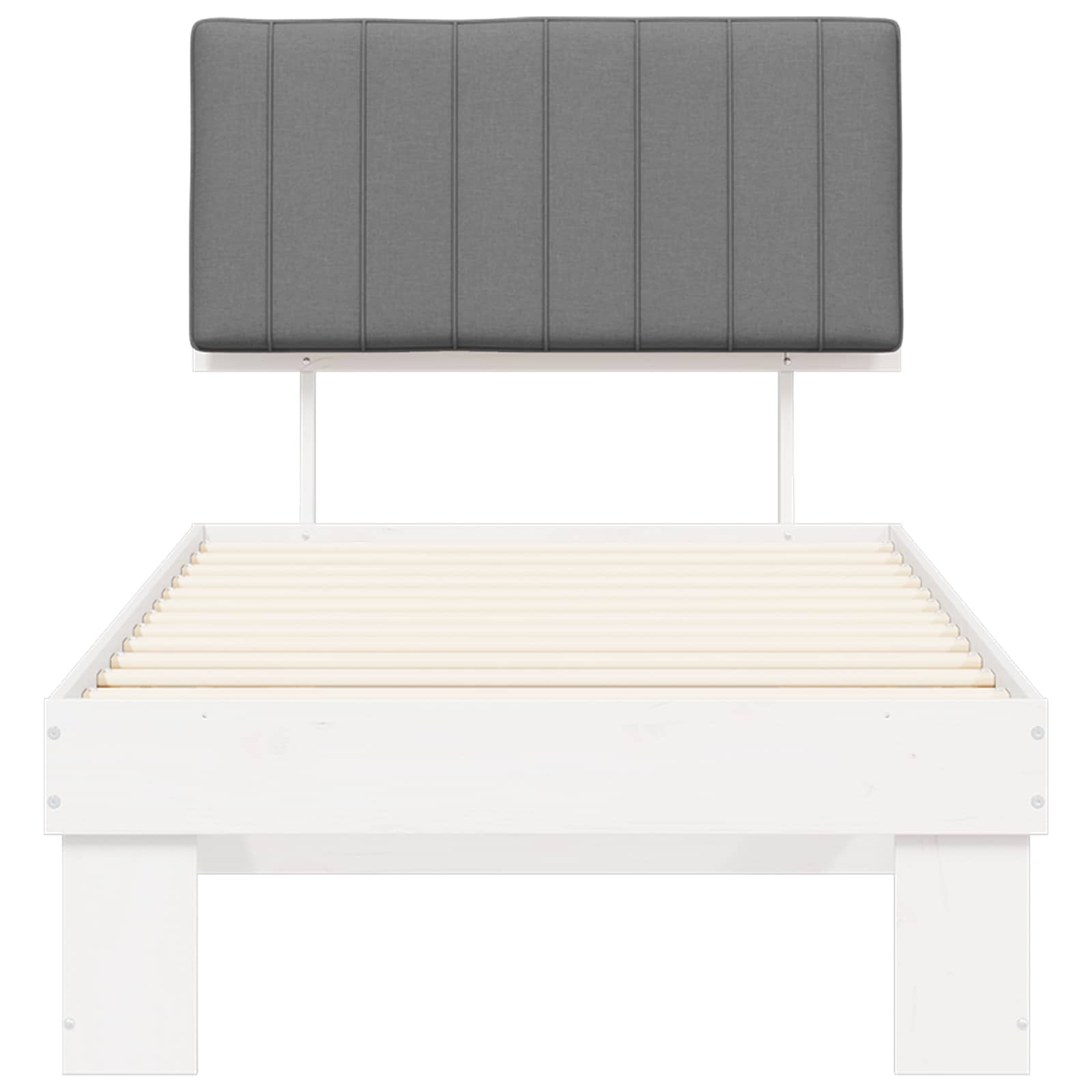 Sängram med Klädd Huvudgavel Ljusgrå 90 x 190 cm Massiv furu