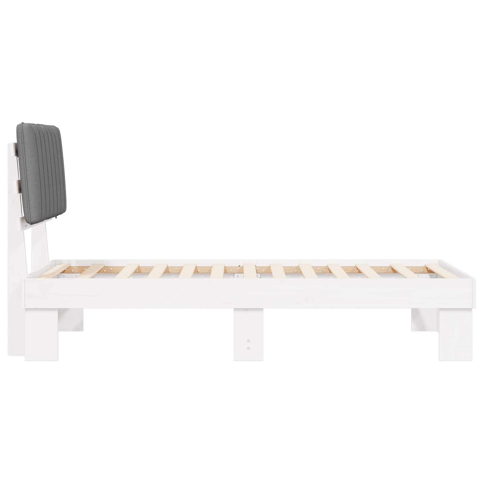 Sängram med Klädd Huvudgavel Ljusgrå 90 x 190 cm Massiv furu