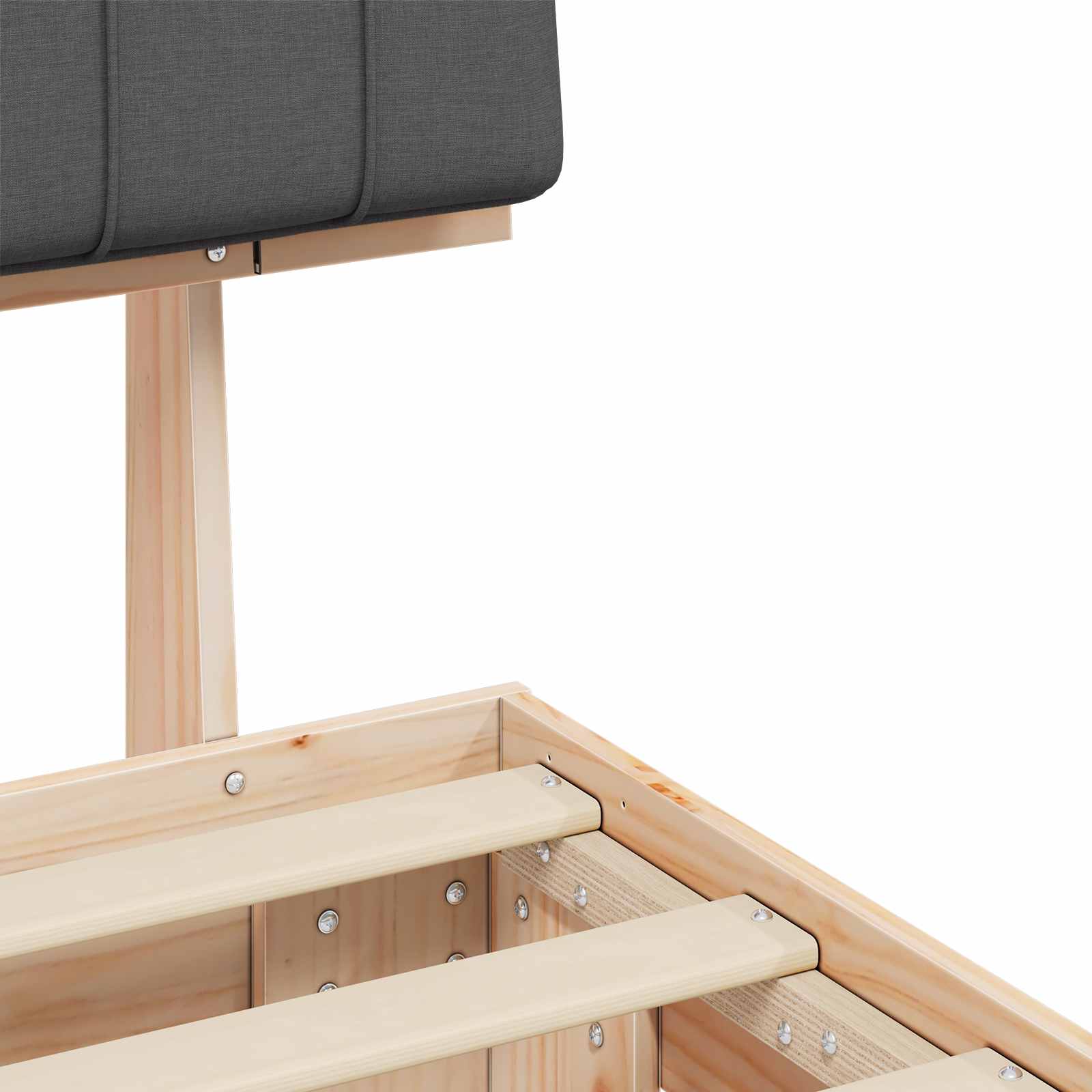 Sängram med Klädd Huvudgavel Mörkgrå 75 x 190 cm Massiv furu