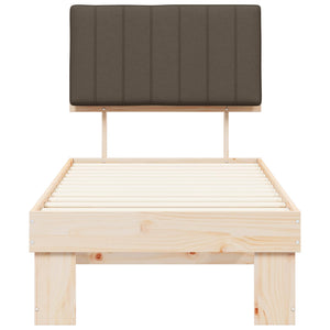 Sängram med Klädd Huvudgavel Taupe 75 x 190 cm Massiv furu
