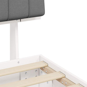 Sängram med Klädd Huvudgavel Ljusgrå 75 x 190 cm Massiv furu