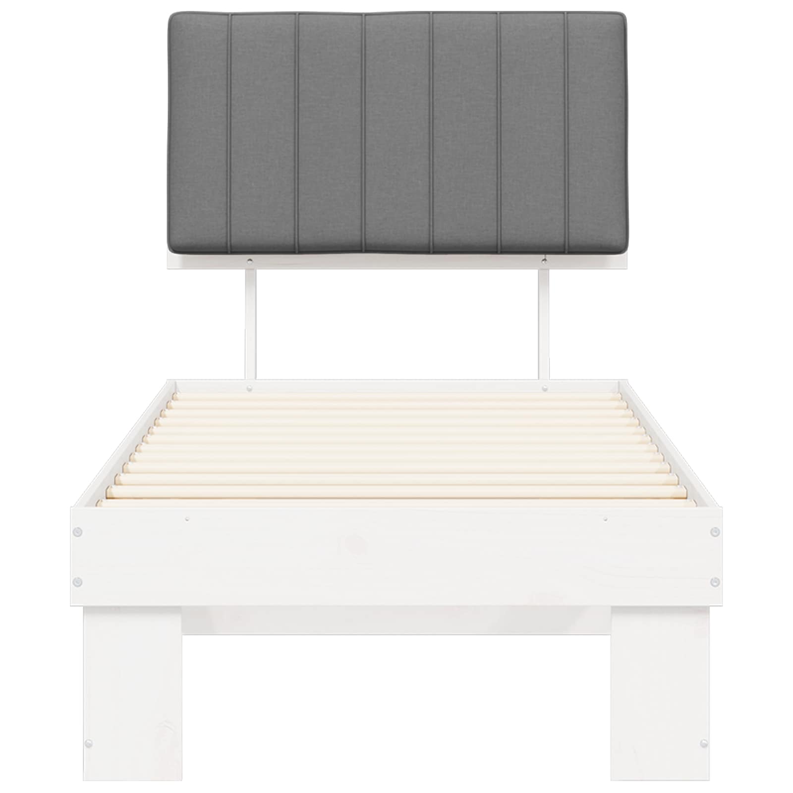 Sängram med Klädd Huvudgavel Ljusgrå 75 x 190 cm Massiv furu