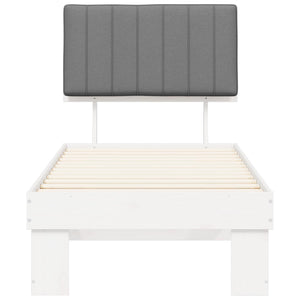 Sängram med Klädd Huvudgavel Ljusgrå 75 x 190 cm Massiv furu
