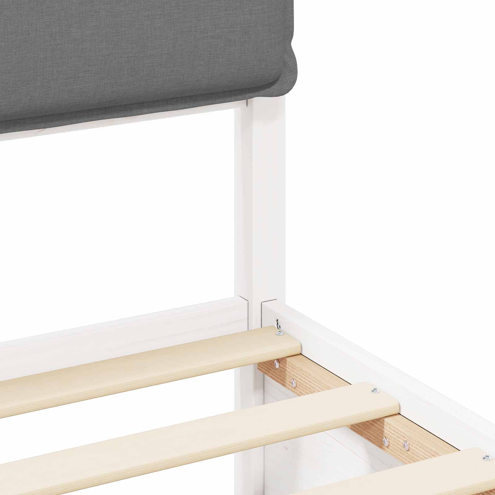 Sängram med Klädd Huvudgavel Ljusgrå 100 x 200 cm Massiv furu