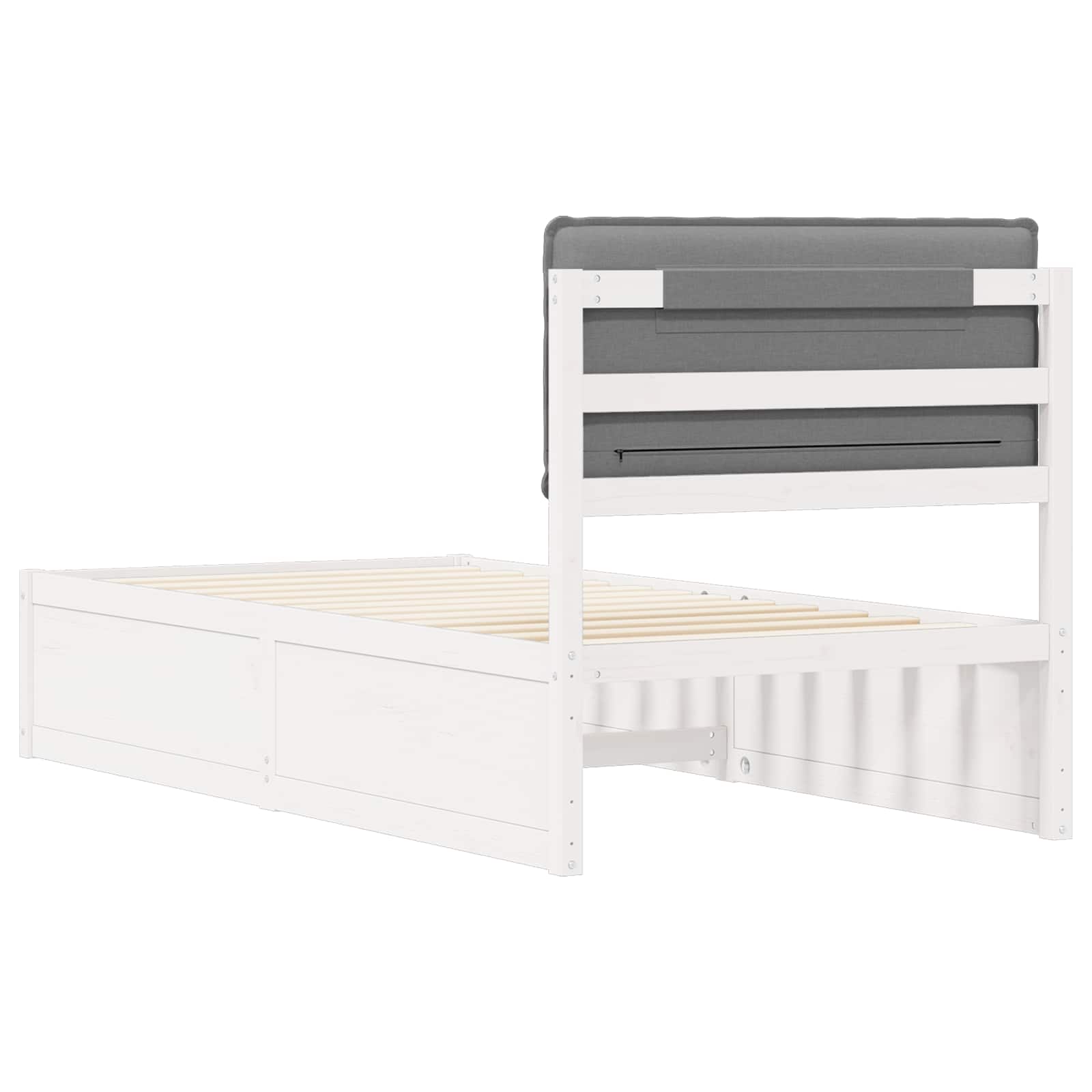 Sängram med Klädd Huvudgavel Ljusgrå 100 x 200 cm Massiv furu