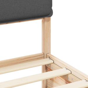 Sängram med Klädd Huvudgavel Mörkgrå 80 x 200 cm Massiv furu