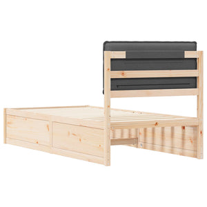 Sängram med Klädd Huvudgavel Mörkgrå 80 x 200 cm Massiv furu