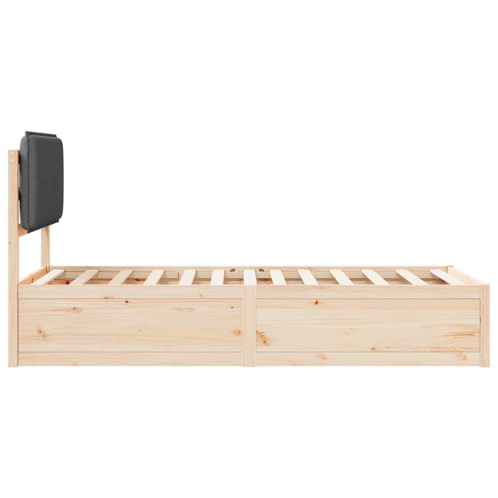 Sängram med Klädd Huvudgavel Mörkgrå 80 x 200 cm Massiv furu