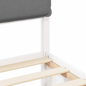 Sängram med Klädd Huvudgavel Ljusgrå 80 x 200 cm Massiv furu