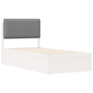 Sängram med Klädd Huvudgavel Ljusgrå 80 x 200 cm Massiv furu