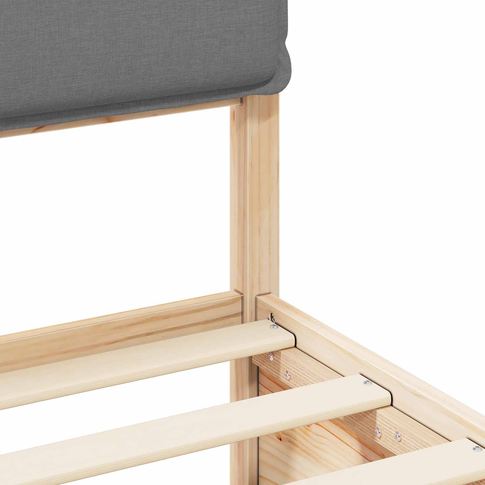 Sängram med Klädd Huvudgavel Ljusgrå 75 x 190 cm Massiv furu