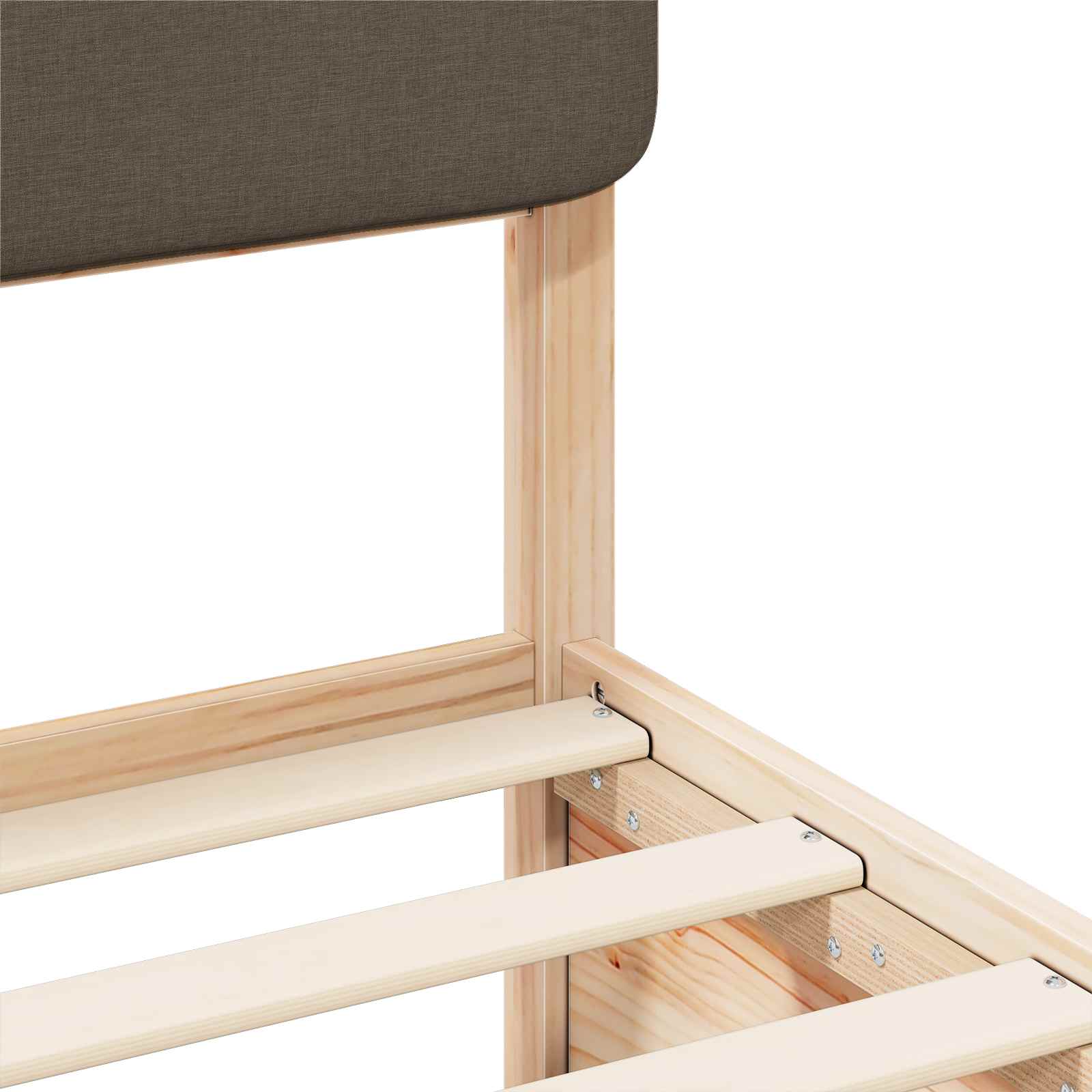 Sängram med Klädd Huvudgavel Taupe 80 x 200 cm Massiv furu