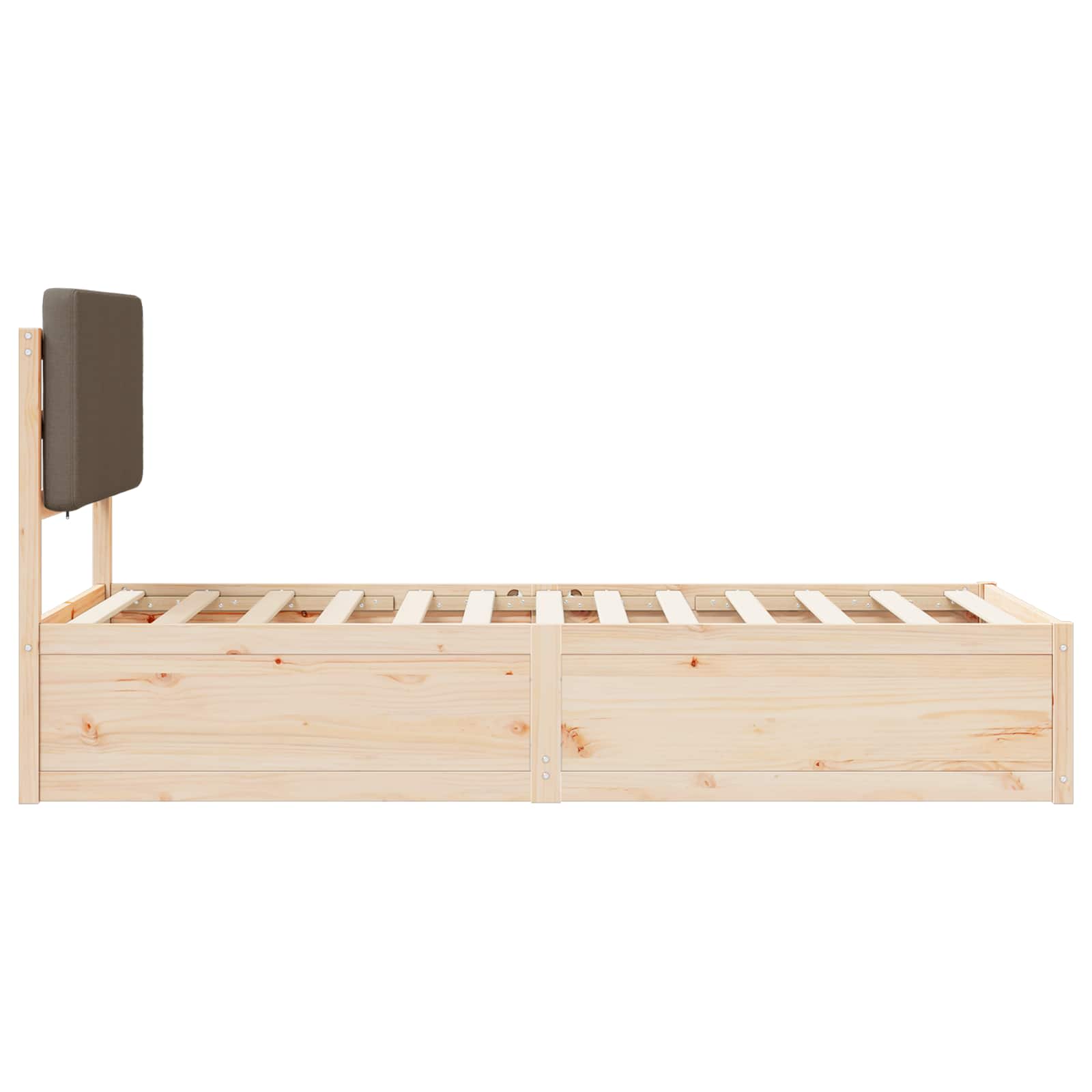 Sängram med Klädd Huvudgavel Taupe 90 x 190 cm Massiv furu