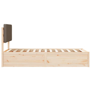 Sängram med Klädd Huvudgavel Taupe 90 x 190 cm Massiv furu