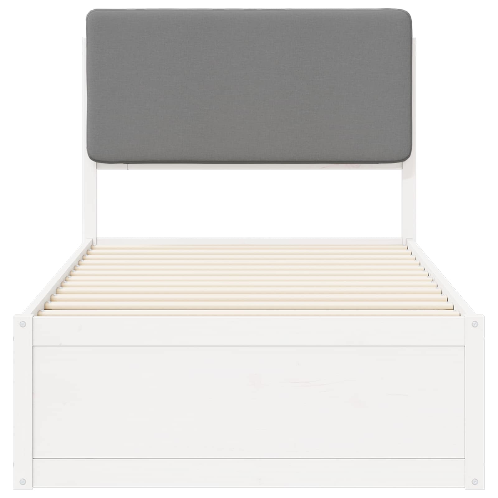 Sängram med Klädd Huvudgavel Ljusgrå 75 x 190 cm Massiv furu