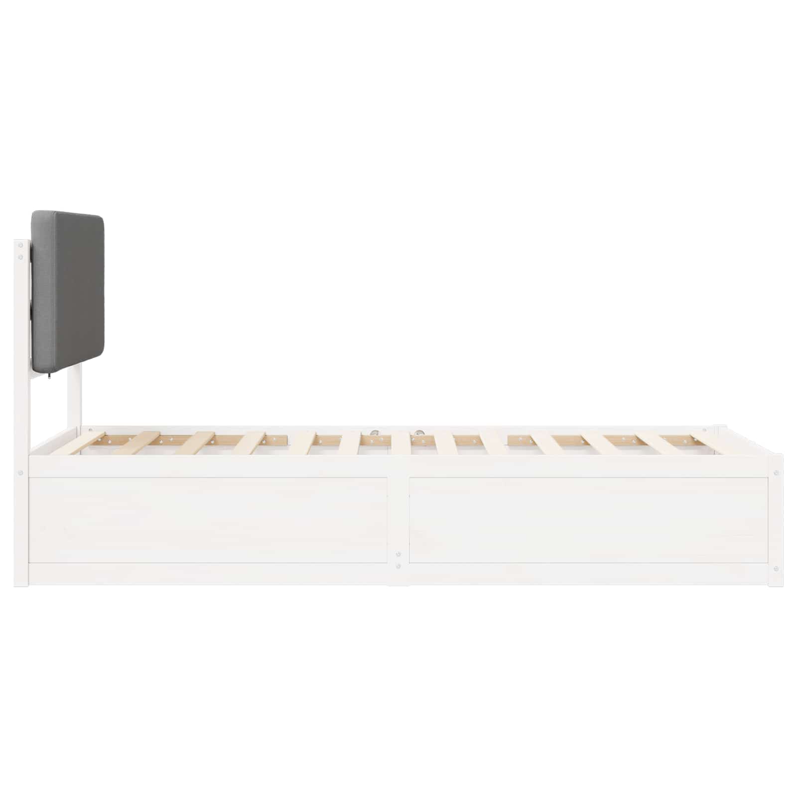 Sängram med Klädd Huvudgavel Ljusgrå 75 x 190 cm Massiv furu