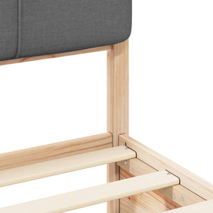 Sängram med Klädd Huvudgavel Mörkgrå 100 x 200 cm Massiv furu