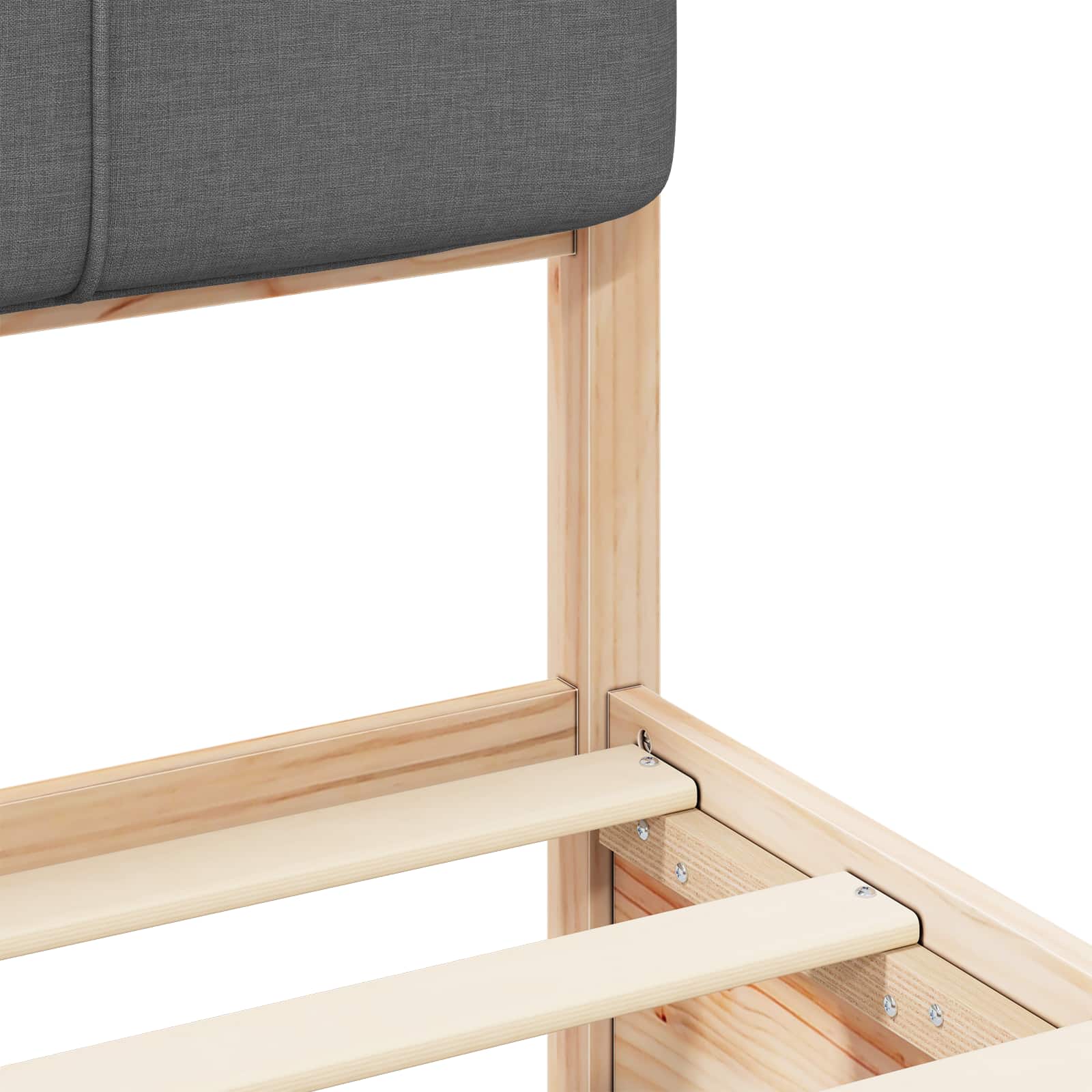 Sängram med Klädd Huvudgavel Mörkgrå 90 x 200 cm Massiv furu