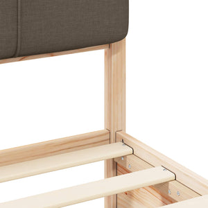 Sängram med Klädd Huvudgavel Taupe 90 x 200 cm Massiv furu