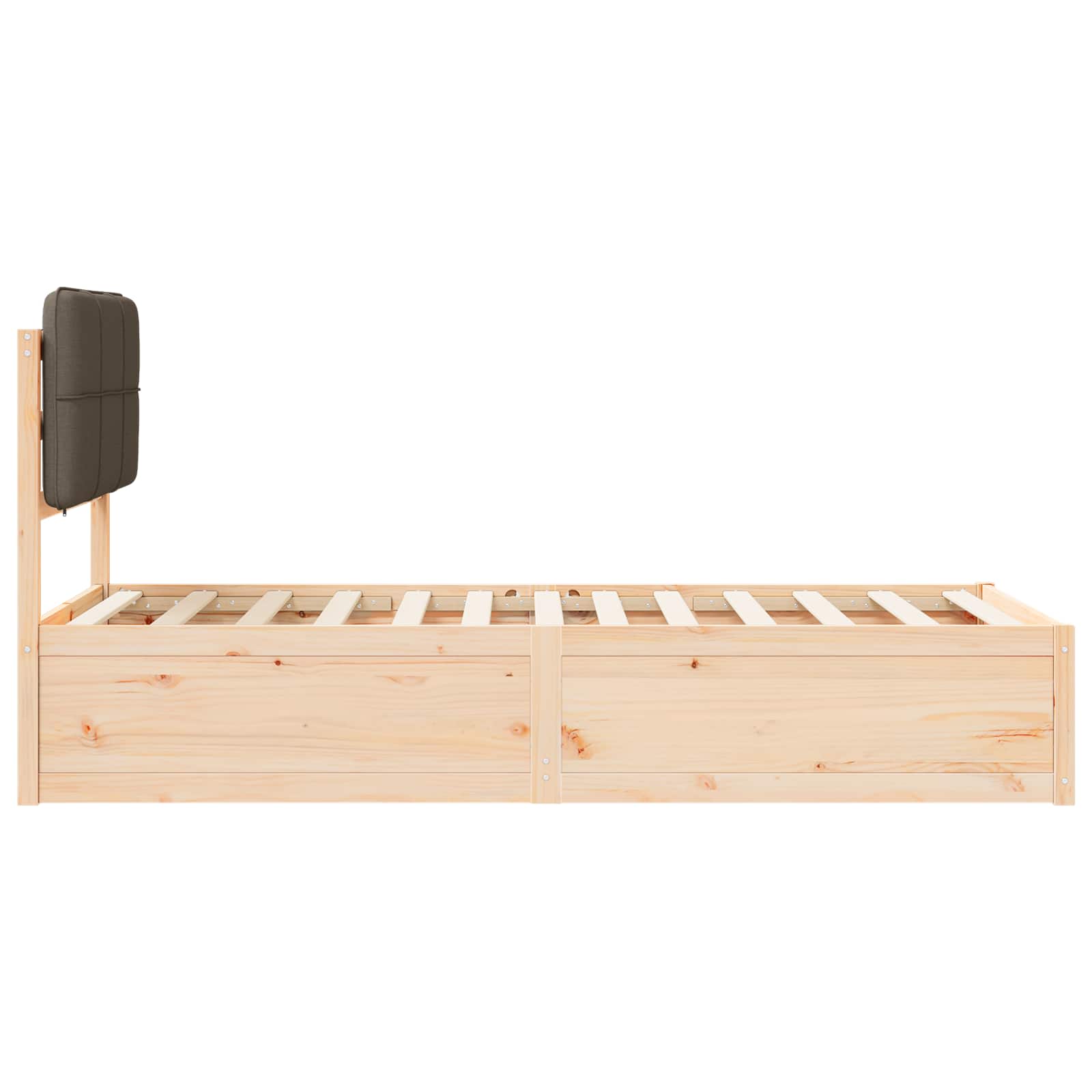 Sängram med Klädd Huvudgavel Taupe 90 x 200 cm Massiv furu