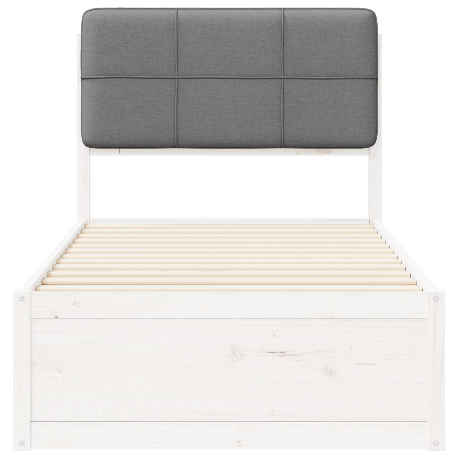 Sängram med Klädd Huvudgavel Ljusgrå 90 x 200 cm Massiv furu