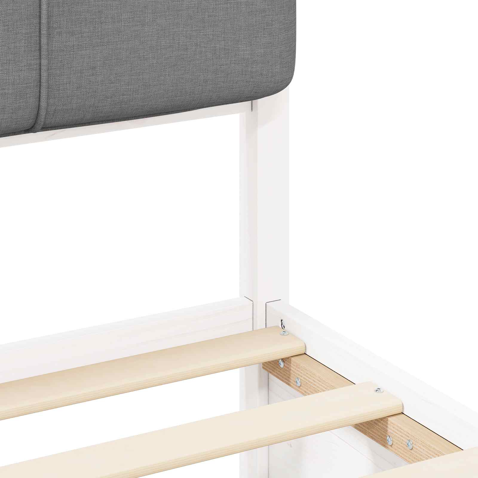 Sängram med Klädd Huvudgavel Ljusgrå 75 x 190 cm Massiv furu