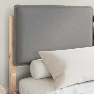 Sängram med Klädd Huvudgavel Ljusgrå 140 x 190 cm Massiv furu