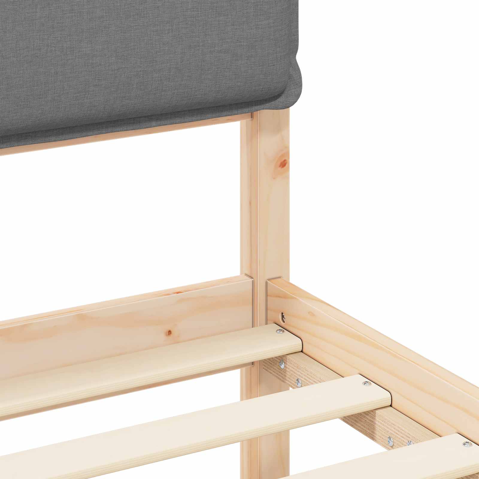 Sängram med Klädd Huvudgavel Ljusgrå 100 x 200 cm Massiv furu