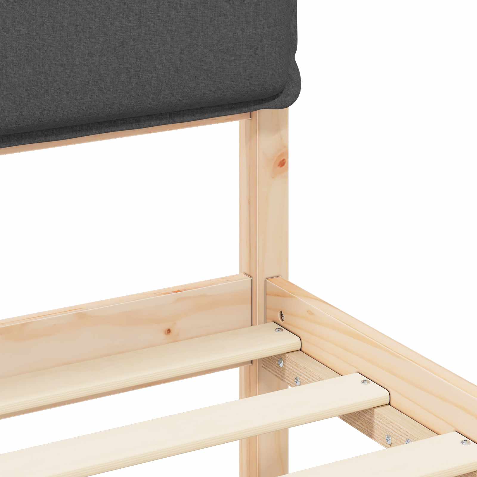 Sängram med Klädd Huvudgavel Mörkgrå 100 x 200 cm Massiv furu