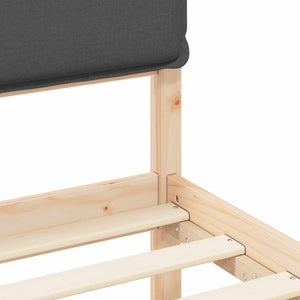 Sängram med Klädd Huvudgavel Mörkgrå 100 x 200 cm Massiv furu