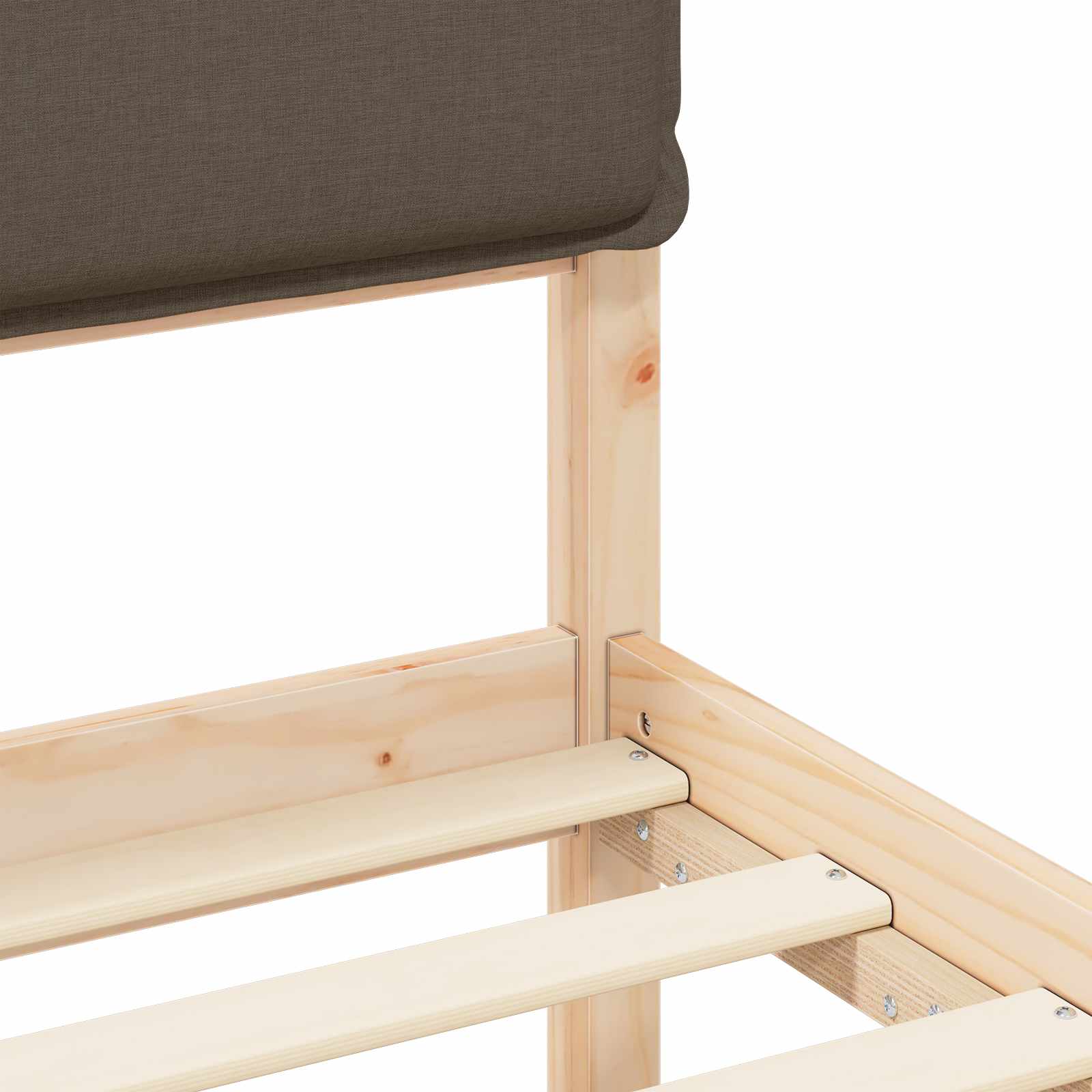 Sängram med Klädd Huvudgavel Taupe 100 x 200 cm Massiv furu