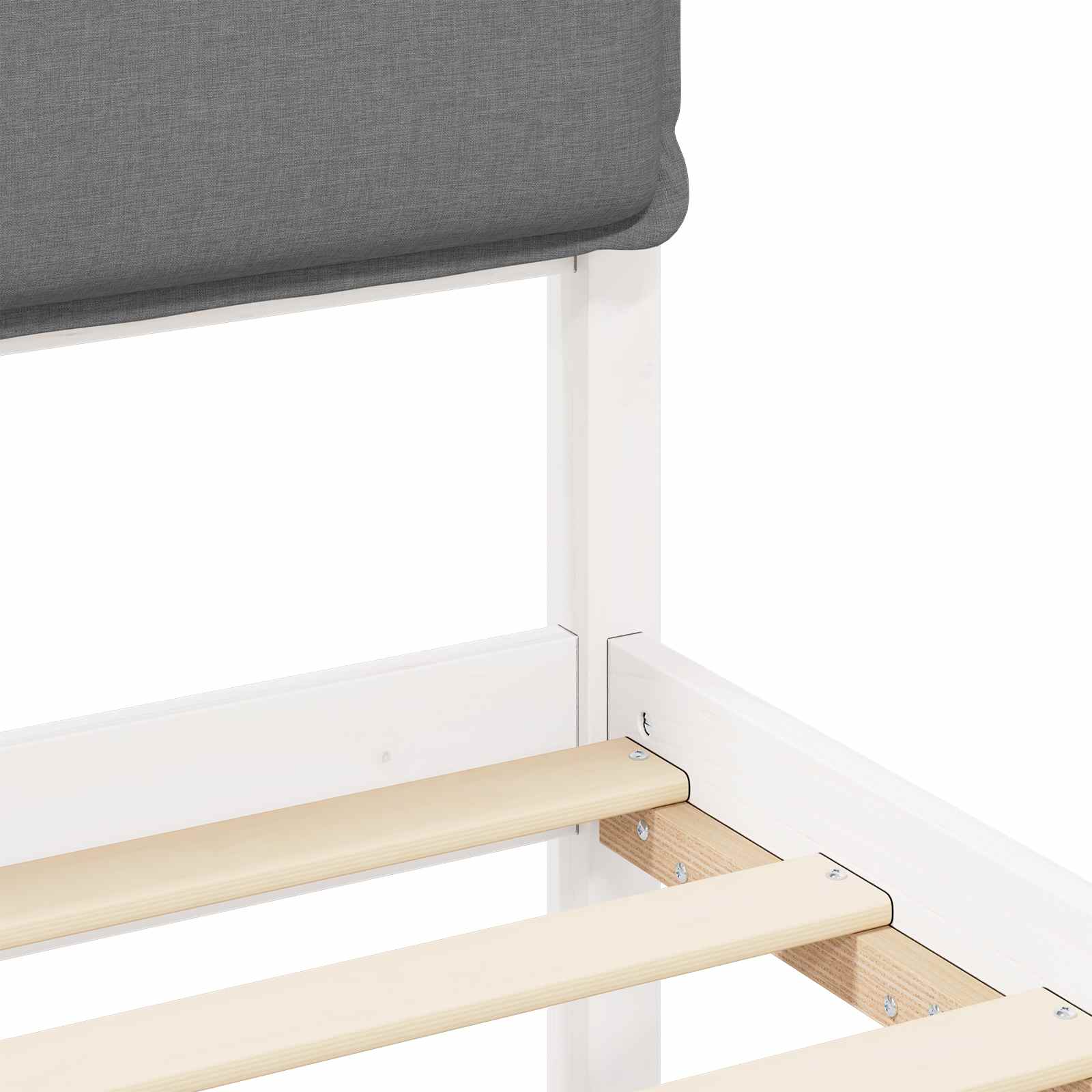 Sängram med Klädd Huvudgavel Ljusgrå 90 x 200 cm Massiv furu