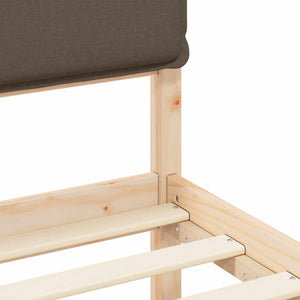 Sängram med Klädd Huvudgavel Taupe 75 x 190 cm Massiv furu
