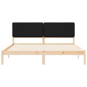 Sängram med Klädd Huvudgavel Svart 180 x 200 cm Massiv furu
