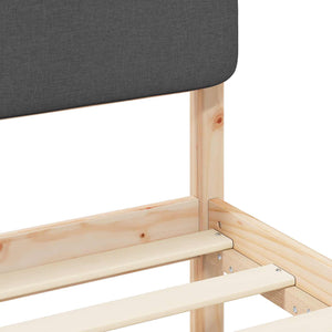 Sängram med Klädd Huvudgavel Mörkgrå 160 x 200 cm Massiv furu