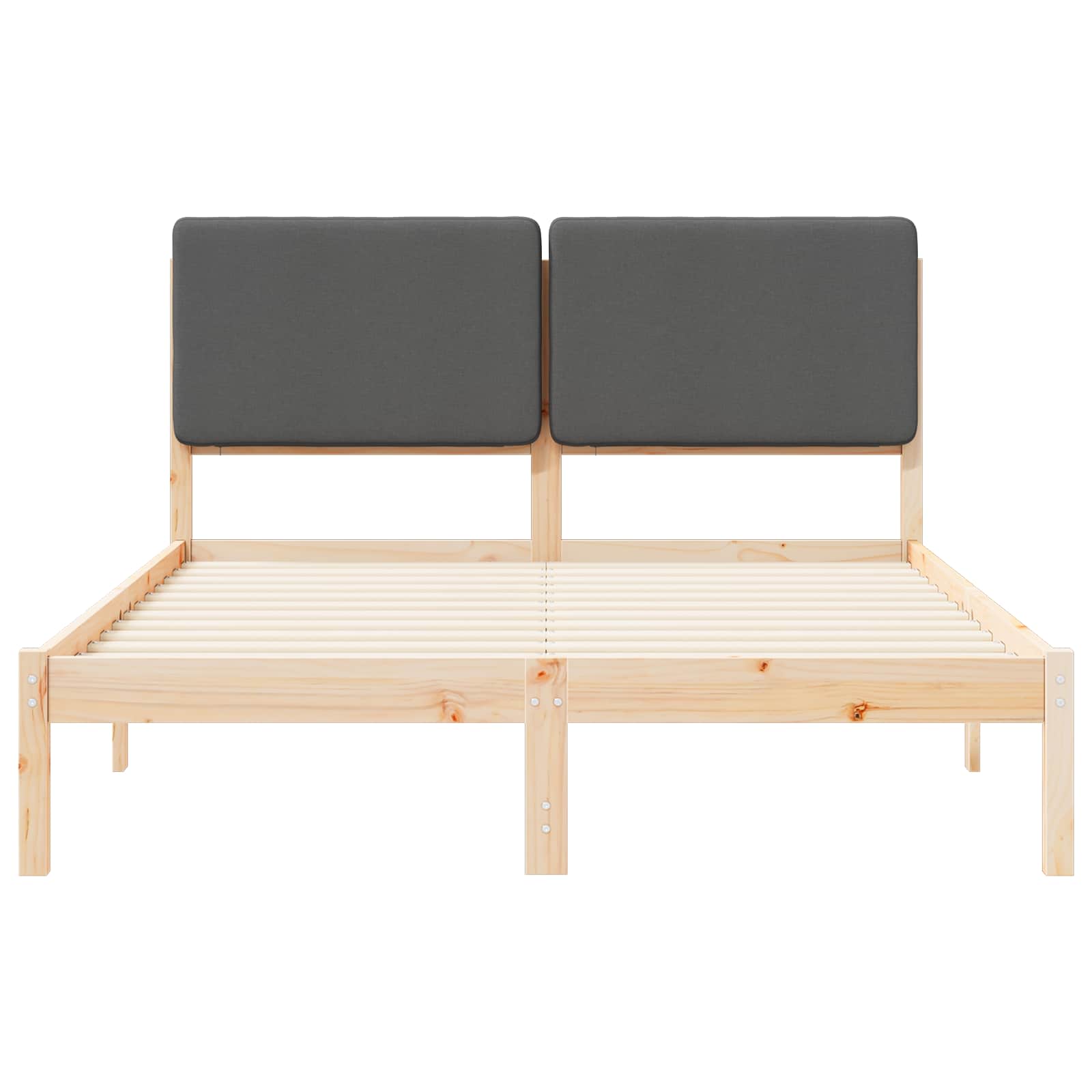 Sängram med Klädd Huvudgavel Mörkgrå 150 x 200 cm Massiv furu