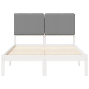 Sängram med Klädd Huvudgavel Ljusgrå 120 x 200 cm Massiv furu