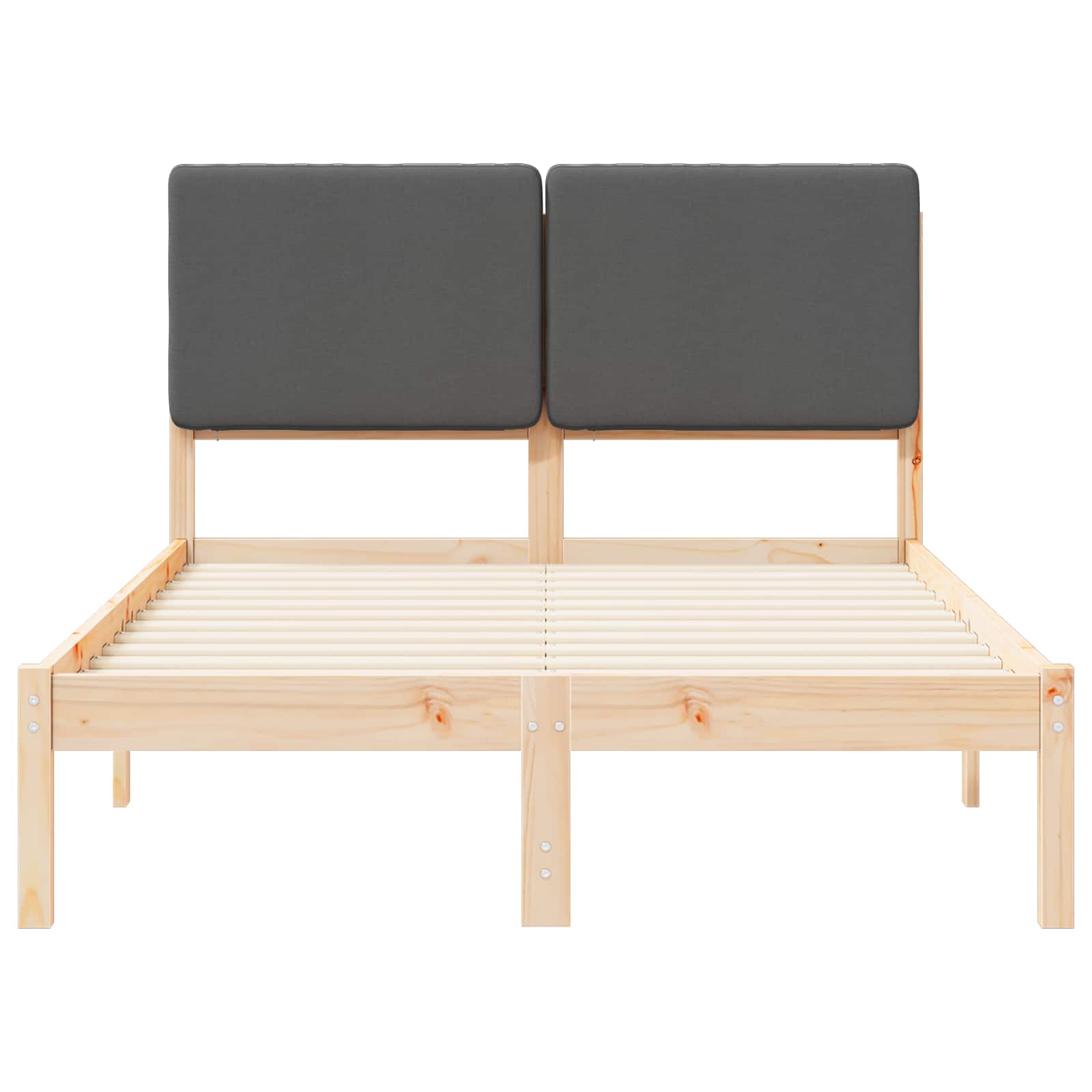 Sängram med Klädd Huvudgavel Mörkgrå 120 x 190 cm Massiv furu