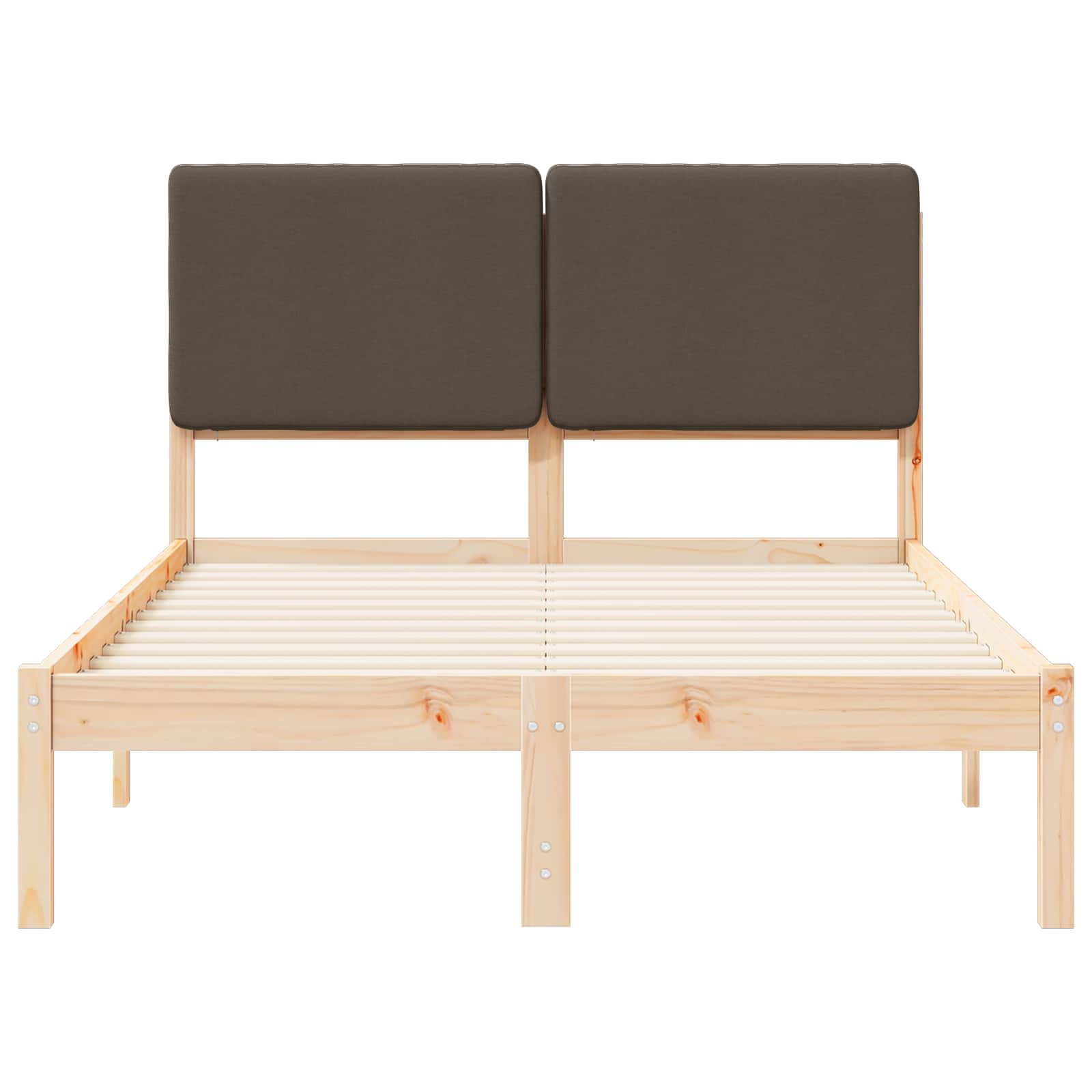 Sängram med Klädd Huvudgavel Taupe 120 x 190 cm Massiv furu